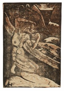 Un pescador bebiendo junto a su canoa de Paul Gauguin