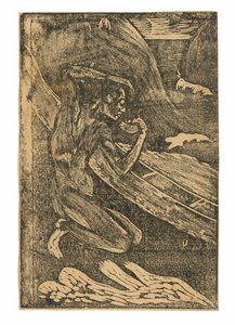 Un pescador bebe junto a su canoa de Paul Gauguin