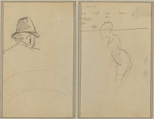 Cabeza de Hombre con Sombrero, Vista desde Atrás; Mujer de Pie [recto] de Paul Gauguin