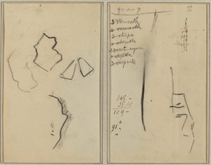 Un perfil y cuatro formas; Boceto de la cabeza de un hombre [recto] de Paul Gauguin