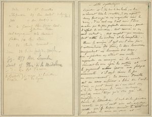 Lista de direcciones; Página manuscrita [recto] de Paul Gauguin