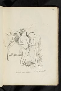Antes y después - dibujo "Las alas son pesadas. Todo es primitivo" de Paul Gauguin