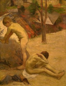 Niños bretones bañándose