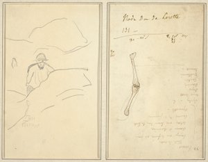 Niño bretón en un paisaje; Estudio de un brazo [verso] de Paul Gauguin