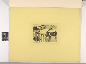 Mujeres bretonas junto a una valla