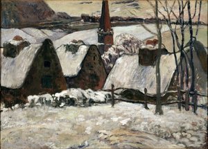 Pueblo bretón bajo la nieve de Paul Gauguin