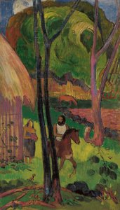 Caballero delante de la cabaña, 1902 de Paul Gauguin