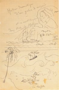 Dibujo de un álbum de dibujos producidos para el joven Jacques Bousquet, Pont-Aven o Le Pouldu, 1889-90 de Paul Gauguin