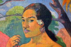 Eu haere ia oe Mujer sosteniendo una fruta. ¿A dónde vas?, 1893 de Paul Gauguin