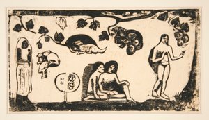 Mujeres, animales y hojas [Mujeres, animales y hojas] de Paul Gauguin