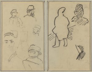 Cinco estudios de soldados y rostro de una mujer; Dos figuras