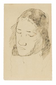 Cabeza de una mujer tahitiana (recto), bocetos de detalles anatómicos (verso) de Paul Gauguin