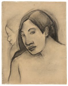Cabezas de Mujeres Tahitianas, Vistas Frontal y de Perfil de Paul Gauguin