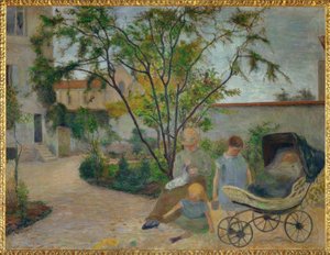Jardín en Vaugirard, o La familia del pintor en el jardín de Paul Gauguin