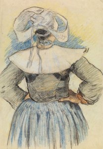 La Bretonne, Pont-Aven c.1886 (tiza sobre papel) de Paul Gauguin