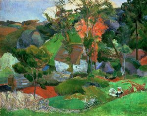 La mujer con la jarra, o Paisaje en Pont-Aven de Paul Gauguin