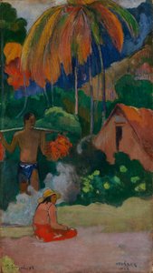 Paisaje en Tahití (Mahana Maà) de Paul Gauguin
