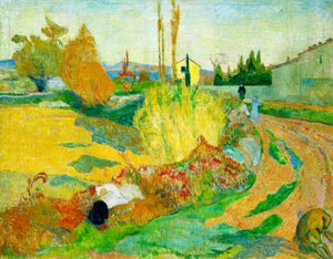 Paisaje cerca de Arles (Camino en el canal Roubinele-Roi) de Paul Gauguin