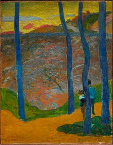 Les Arbres bleus. Vous y passerez, la belle. Árboles azules. ¡Tu turno llegará, mi belleza!, 1888 de Paul Gauguin