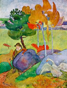 Pequeño niño bretón con un ganso, 1889 de Paul Gauguin