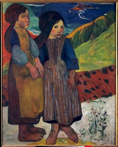 Pequeños bretones frente al mar de Paul Gauguin