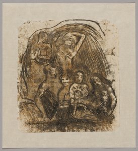 Nacimiento (Madre e hijo rodeados de cinco figuras) de Paul Gauguin
