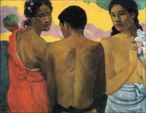 Tres tahitianos de Paul Gauguin