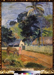 ""Paisaje, un caballo en el camino"" (Paisaje. Un caballo en el camino) Pintura de Paul Gauguin (1848-1903) 1899 Posimpresionismo Dim. 94x73 cm Museo Pushkin de Moscú de Paul Gauguin