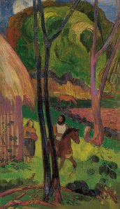 Jinete frente a la cabaña. 1902 de Paul Gauguin
