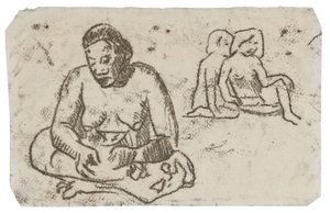 Mujer sentada (en relación con el cuadro Hermana de la Caridad), c.1902 (dibujo en tinta negra sobre papel marfil) de Paul Gauguin
