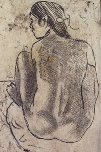 Desnudo tahitiano sentado de espaldas, c.1902