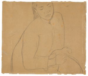 Mujer tahitiana sentada (relacionada con la pintura Te faaturuma [Reverie]) de Paul Gauguin