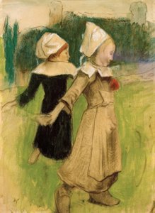 Estudio para: Chicas bretonas bailando, Pont-Aven