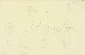 Estudios de cabezas y figuras, c.1893 de Paul Gauguin