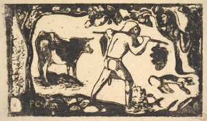 Tahitiano llevando plátanos, 1898-99 de Paul Gauguin