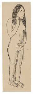 Eva tahitiana (relacionado con la pintura Parau ne te varua ino) (recto); Fragmento de inscripción (relacionado con Cahier pour Aline) (verso) de Paul Gauguin