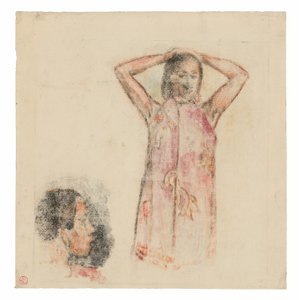 Chica tahitiana con pareo rosa de Paul Gauguin