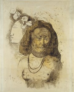 Mujer tahitiana con espíritu maligno, c.1899-1900 (monotipo con acuarela sobre papel)