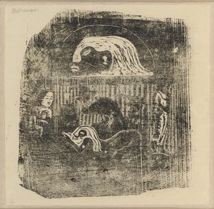 Te Atua (Los dioses) pequeña placa [verso] de Paul Gauguin