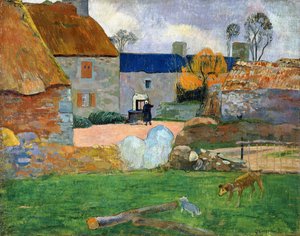 El techo azul o la granja Pouldu, 1890 de Paul Gauguin