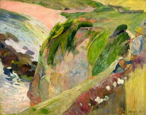 El flautista en el acantilado de Paul Gauguin