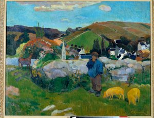 El guardián de cerdos en Bretaña en 1888 de Paul Gauguin