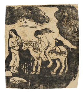 El rapto de Europa, de la serie de xilografías tardías de Paul Gauguin