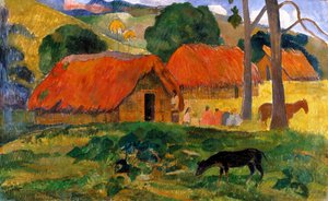 Las tres cabañas, Tahití de Paul Gauguin