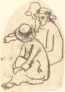 Tres tahitianos (Estudio para "La hermana de la caridad") de Paul Gauguin