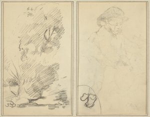 Árboles; boceto de un niño bretón (reverso)