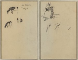 Dos Vacas; Una Mujer Bretona Sentada (verso) de Paul Gauguin