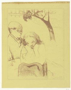 Una mujer triste se sienta con un hombre
El sufrimiento humano
Miseria humana de Paul Gauguin