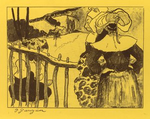 Suite Volpini: Mujeres bretonas junto a una puerta (Bretonnes à la Barrière) de Paul Gauguin