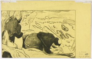 Suite Volpini: Mujeres lavando ropa verso, 1893-94 de Paul Gauguin